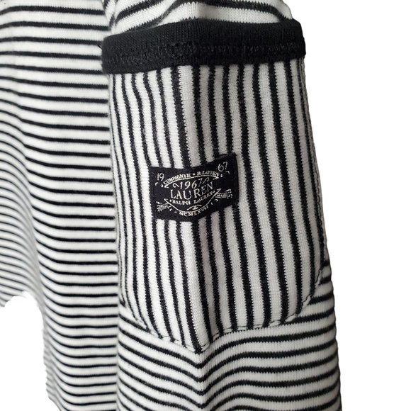 LRL Ralph Lauren Size XL Shirt Pullover Lightweight Knit Striped Black White - Picture 8 of 9